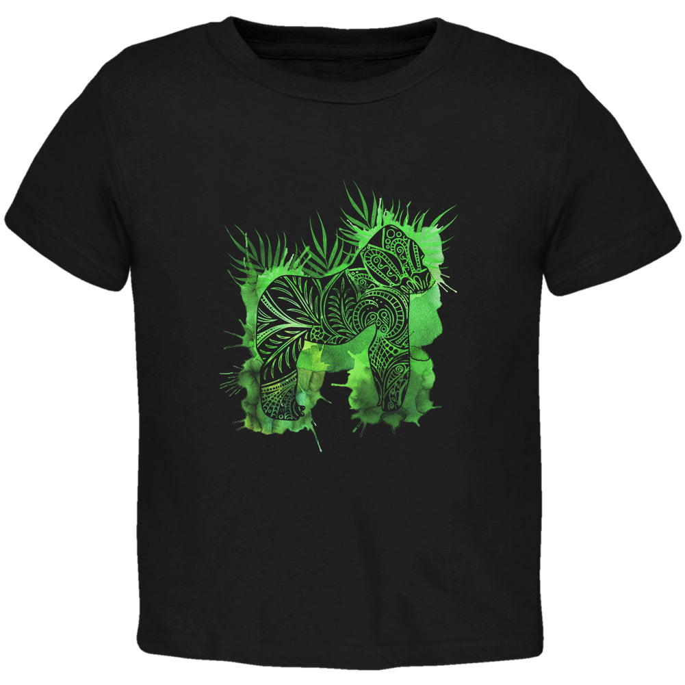 Henna Mountain Gorilla Jungle Splatter Toddler T Shirt Toddler T-Shirts Old Glory 2T Black