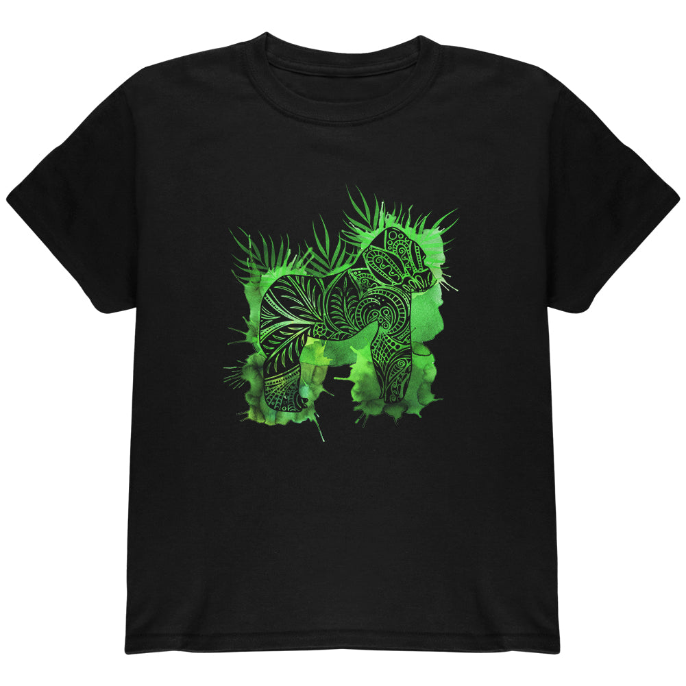 Henna Mountain Gorilla Jungle Splatter Youth T Shirt Youth T-Shirts Old Glory YLG Black
