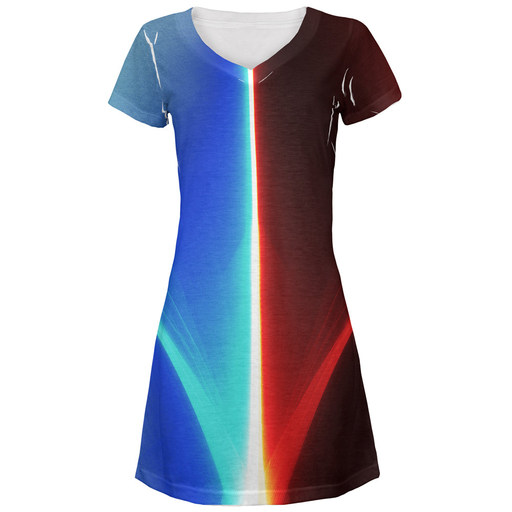 Choose Your Own Path to Destiny All Over Juniors Beach Cover-Up Dress Juniors Dresses Old Glory LG Multi