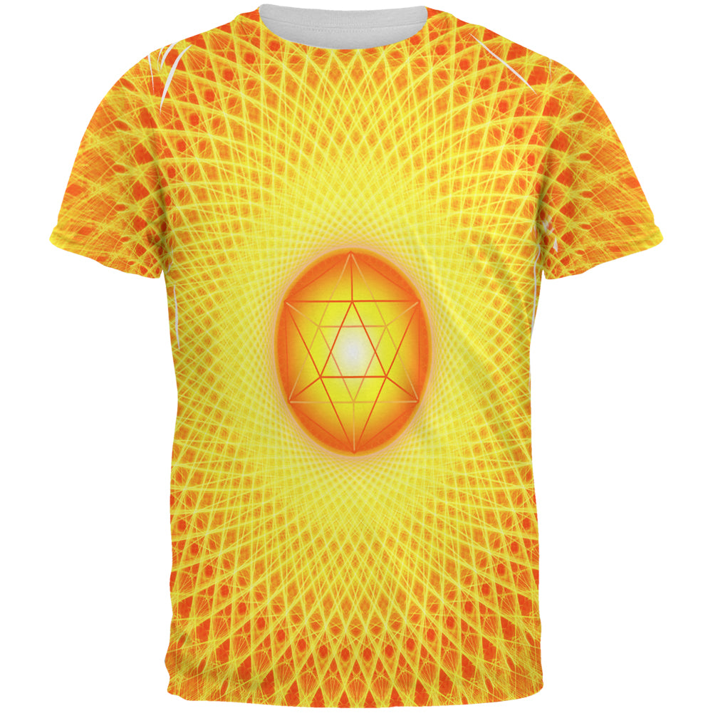 d20 Icosahedron Fire Mandala All Over Mens T Shirt Men's T-Shirts Old Glory 2XL Multi