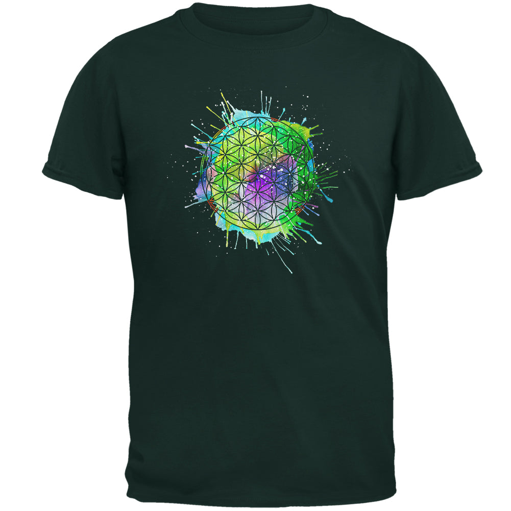 Universal Flower of Life Sacred Geometry Mens T Shirt Men's T-Shirts global 2XL Forest Green