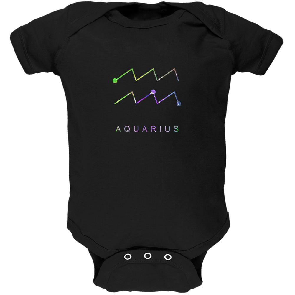 Sacred Zodiac Aquarius Soft Baby One Piece Baby One Piece Old Glory 0-3M Black