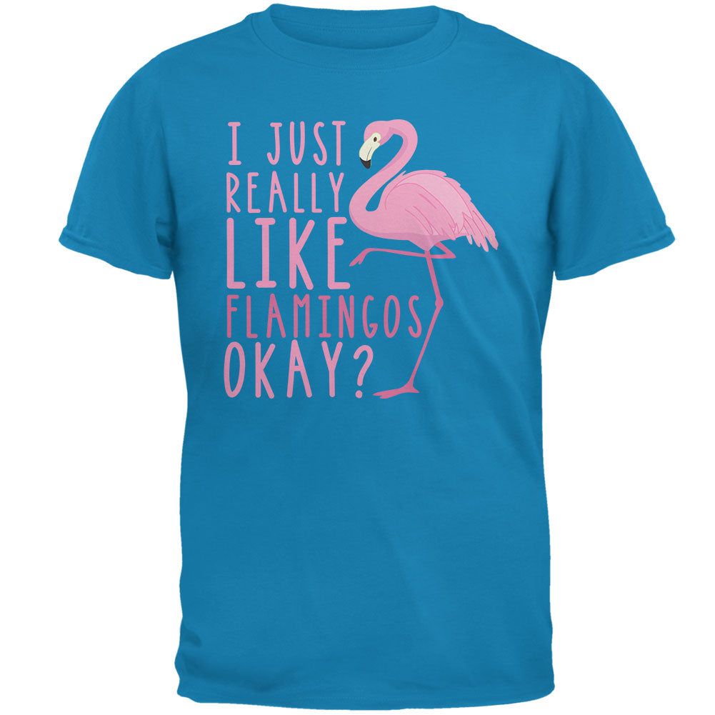 I Just Really Like Flamingos Mens T Shirt Men's T-Shirts Old Glory 2XL Blue