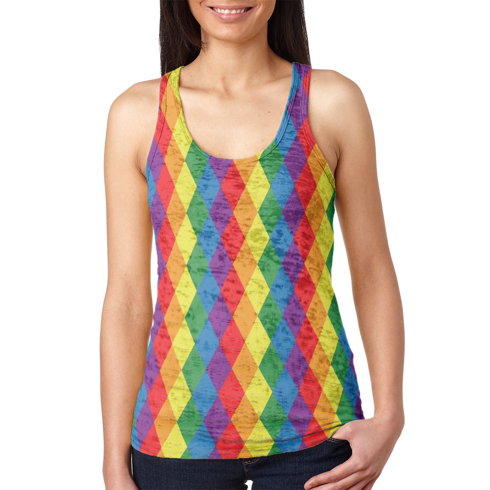 LGBT Jester Gay Pride Parade Costume Juniors Burnout Racerback Tank Top Juniors Tank Tops LGBT 2XL Multicolor