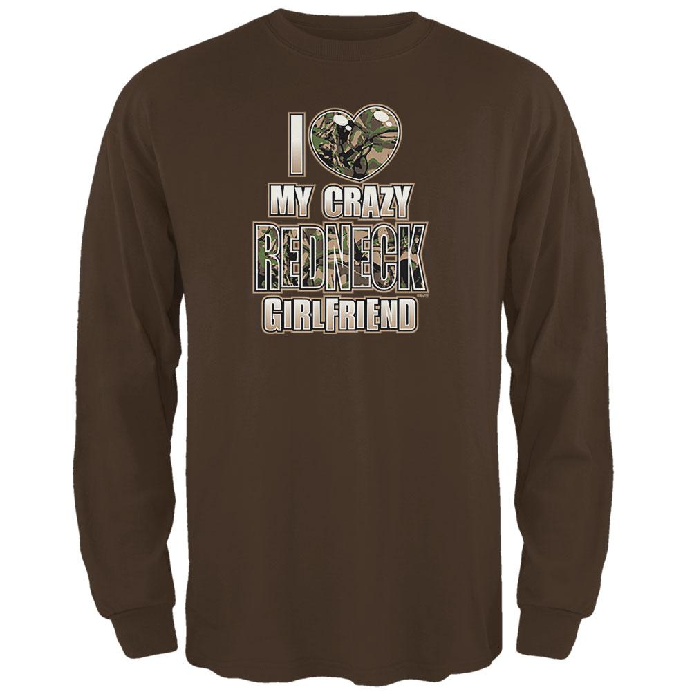 I Love My Crazy Redneck Girlfriend Mens Long Sleeve T Shirt Men's Long Sleeves Old Glory 2XL Brown