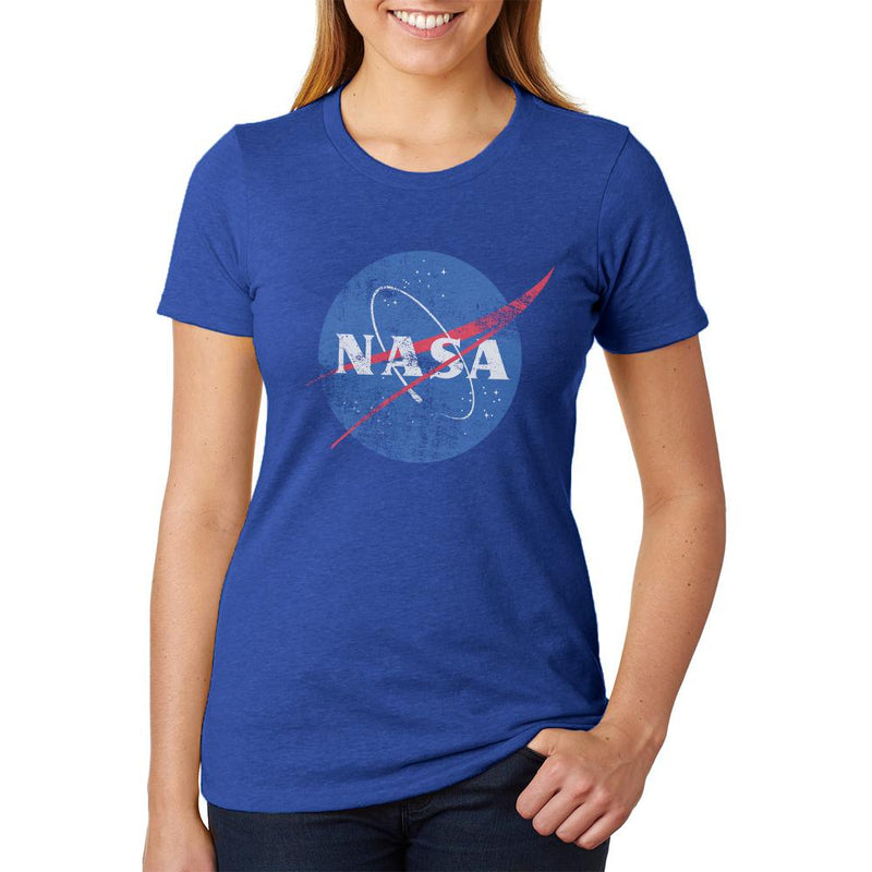 NASA Distressed Logo Juniors Soft Heather T Shirt Juniors T-Shirts NASA 2XL Blue