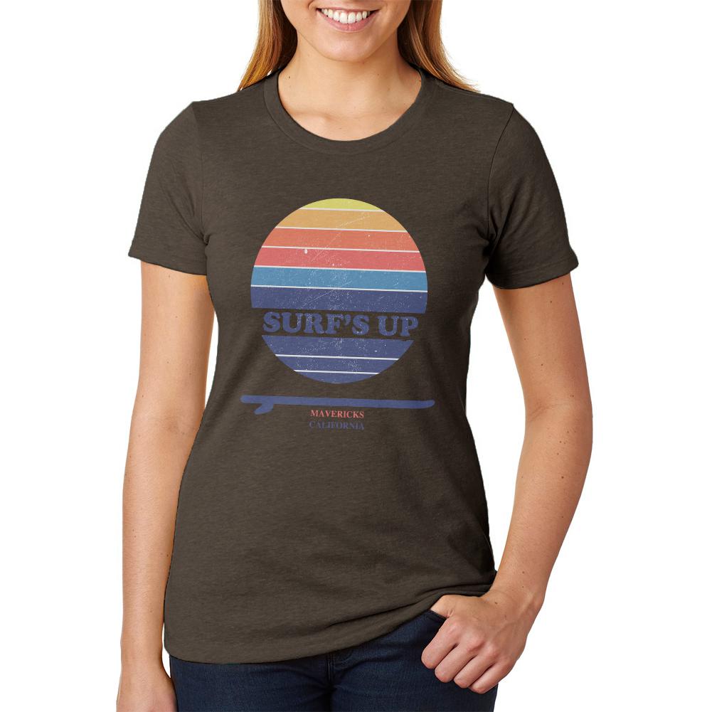 Surf's Up Mavericks California Juniors Soft Heather T Shirt Juniors T-Shirts Old Glory 2XL Brown