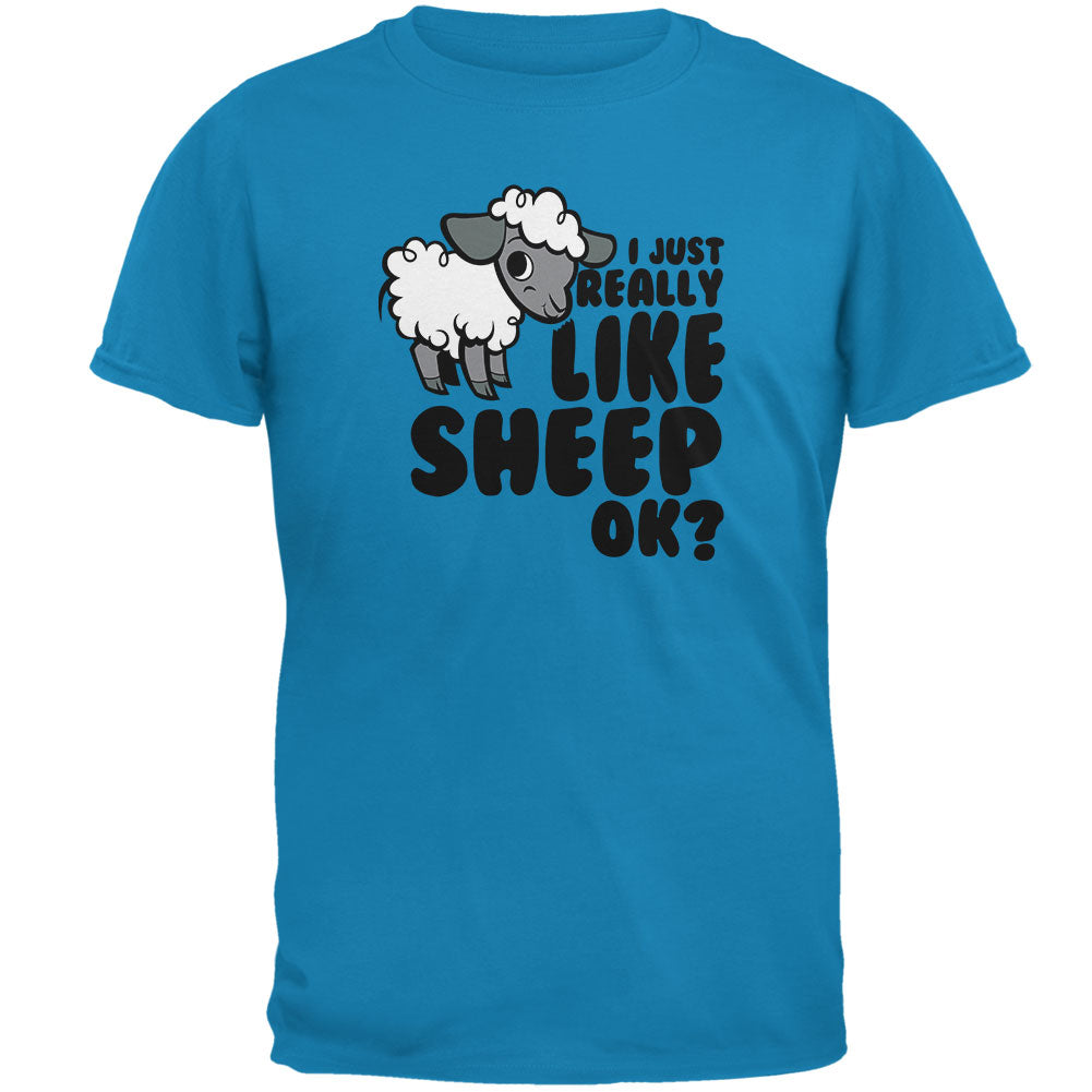 I Just Really Like Sheep Cute Mens T Shirt Men's T-Shirts Old Glory 2XL Sapphire Blue