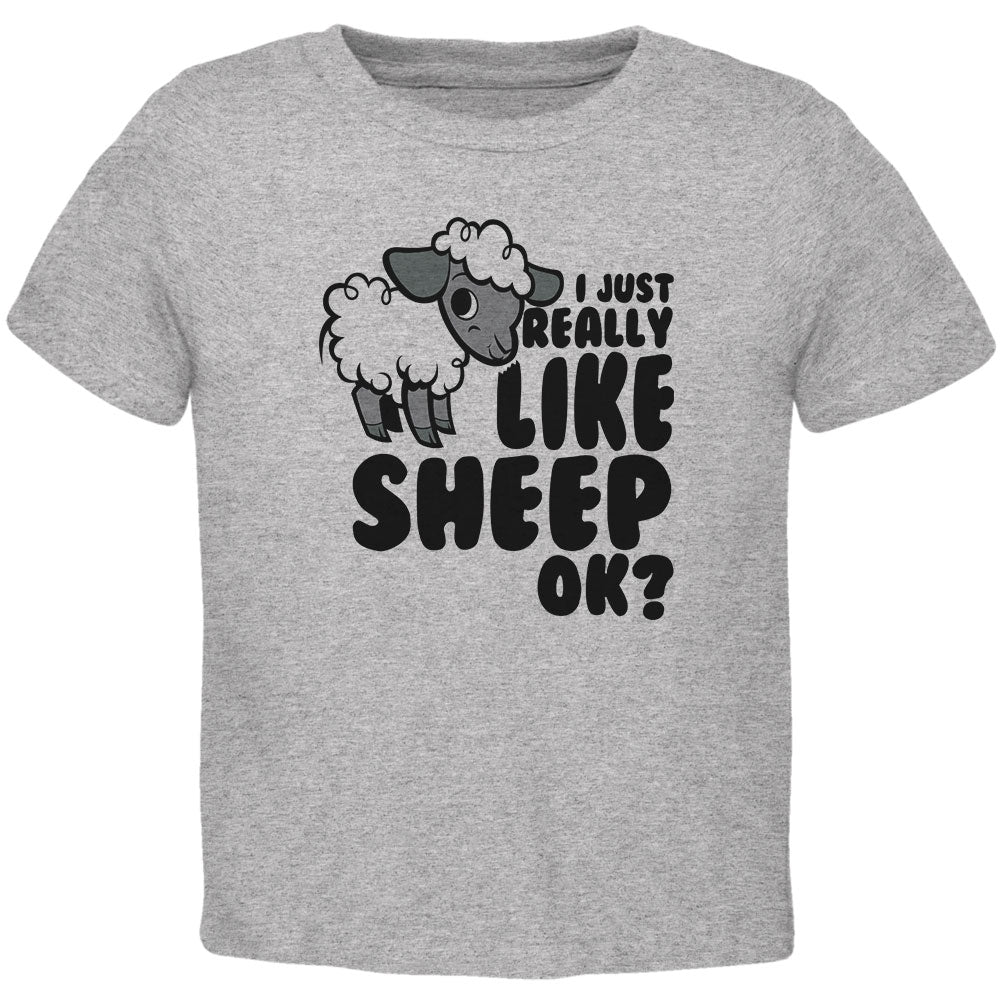 I Just Really Like Sheep Cute Toddler T Shirt Toddler T-Shirts Old Glory 2T Heather Grey