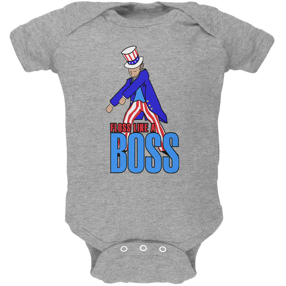 4th Of July Flossing Uncle Sam Dance Patriot Soft Baby One Piece Baby One Piece 4th of July 0-3M Heather Grey