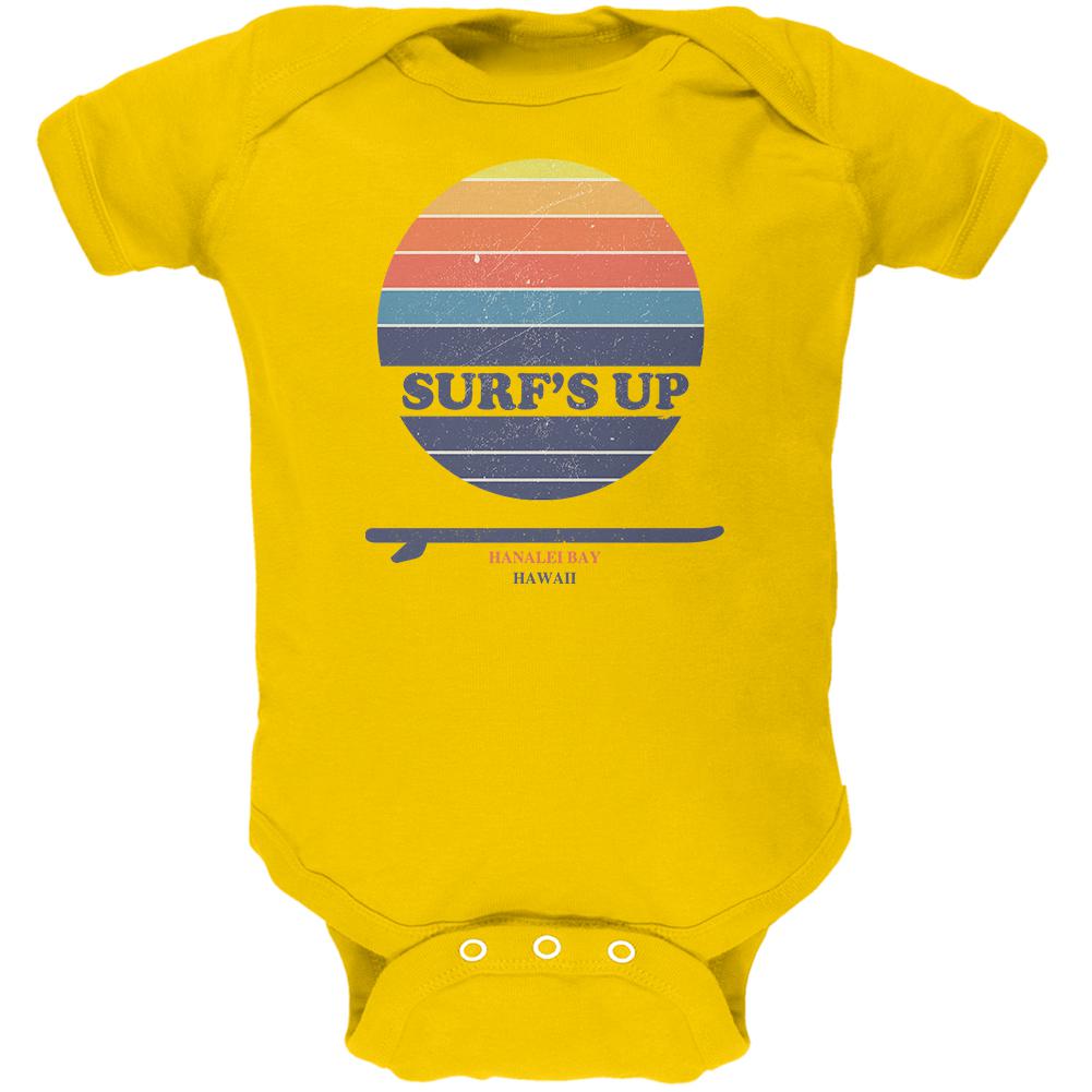 Surf's Up Hanalei Bay Hawaii Soft Baby One Piece Baby One Piece Old Glory 0-3M Yellow