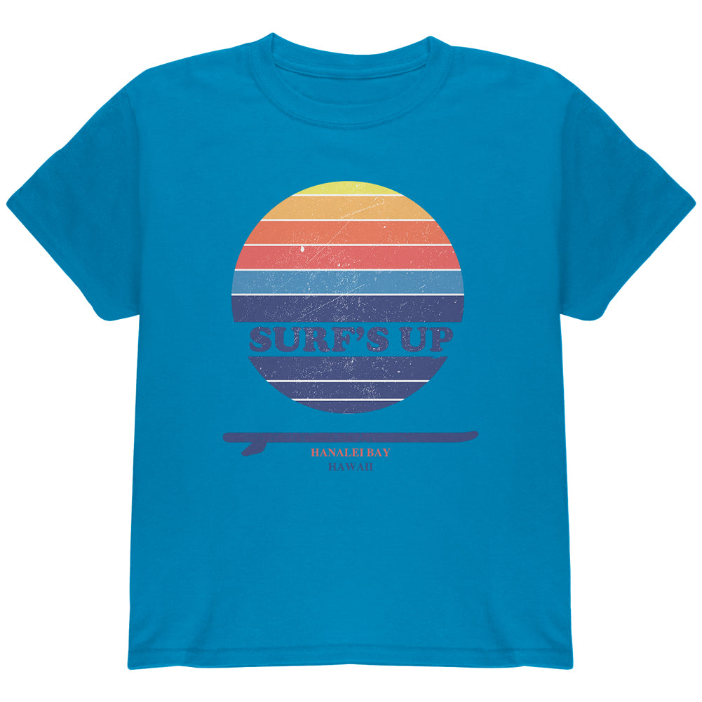 Surf's Up Hanalei Bay Hawaii Youth T Shirt Youth T-Shirts Old Glory YLG Sapphire