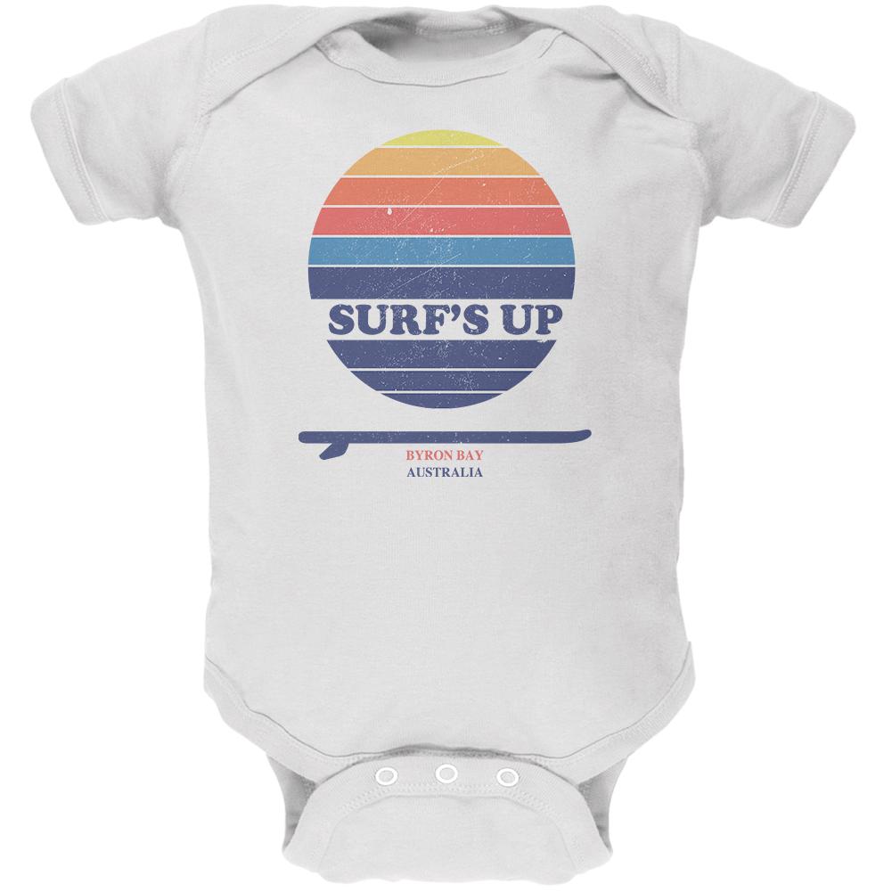 Surf's Up Byron Bay Australia Soft Baby One Piece Baby One Piece Old Glory 0-3M White