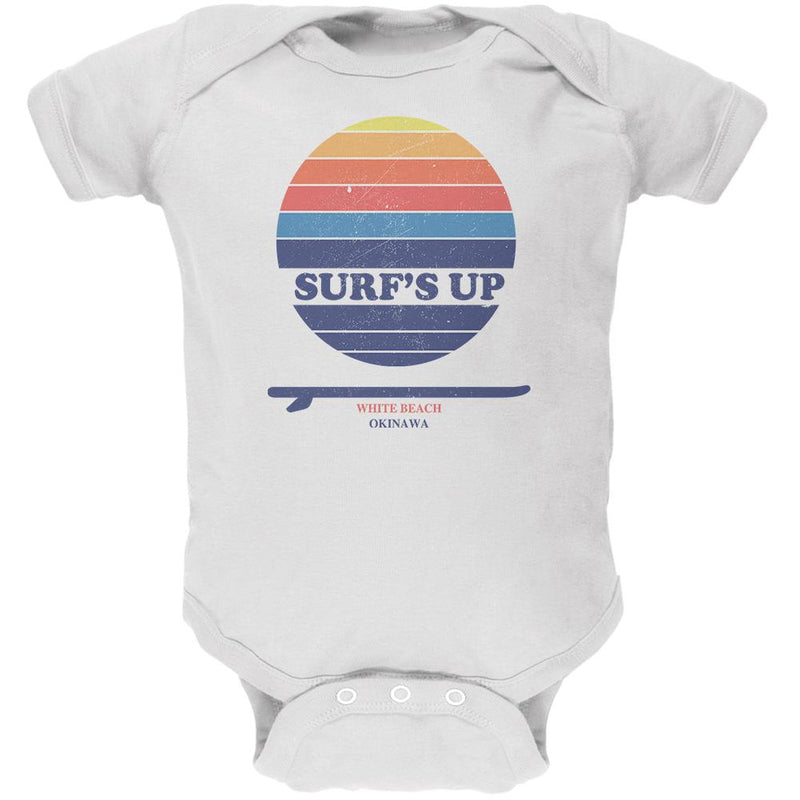 Surf's Up White Beach Okinawa Soft Baby One Piece Baby One Piece Old Glory 0-3M White