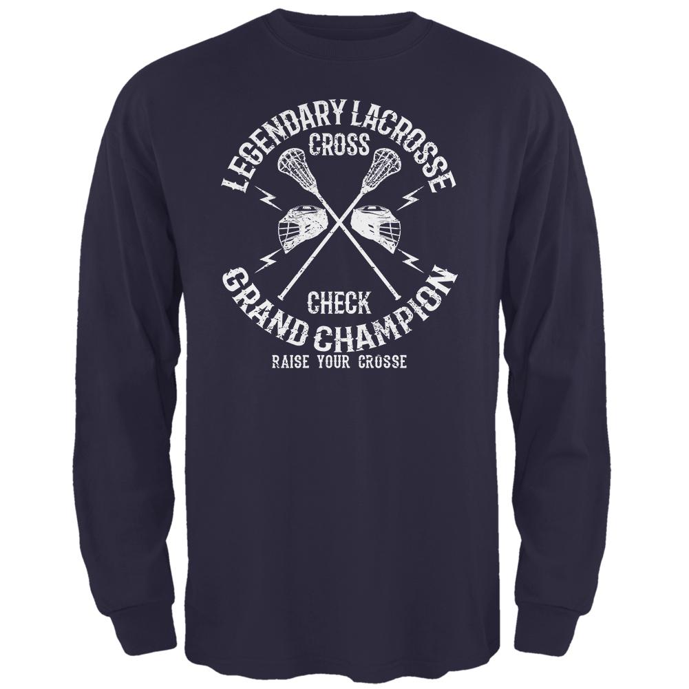 Lacrosse Cross Check Champion Mens Long Sleeve T Shirt Men's Long Sleeves Old Glory 2XL Navy