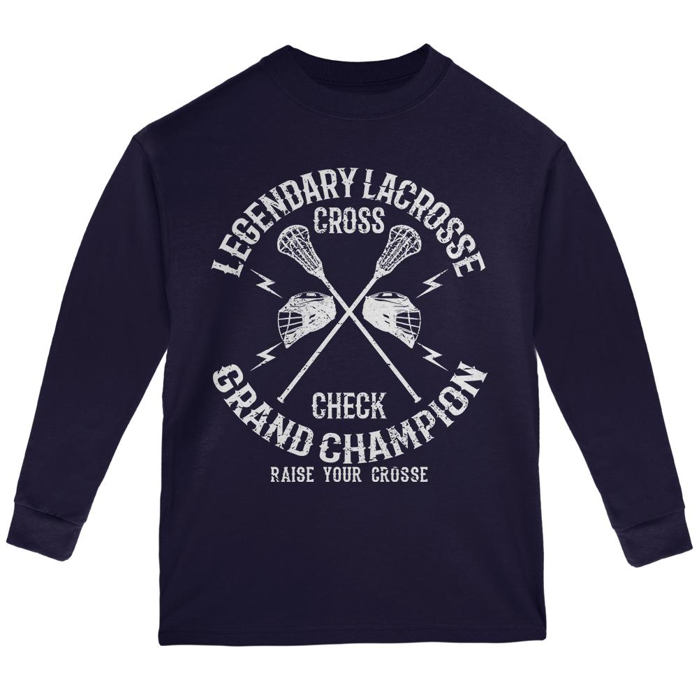 Lacrosse Cross Check Champion Youth Long Sleeve T Shirt Youth Long Sleeves Old Glory LG Navy
