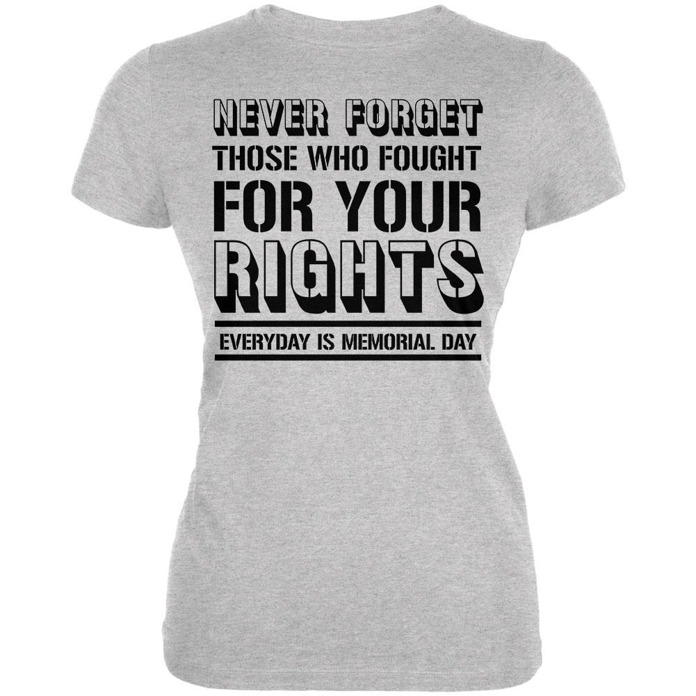 Never Forget Those Who Fought For Your Rights Military Juniors Soft T Shirt Juniors T-Shirts Old Glory 2XL Grey