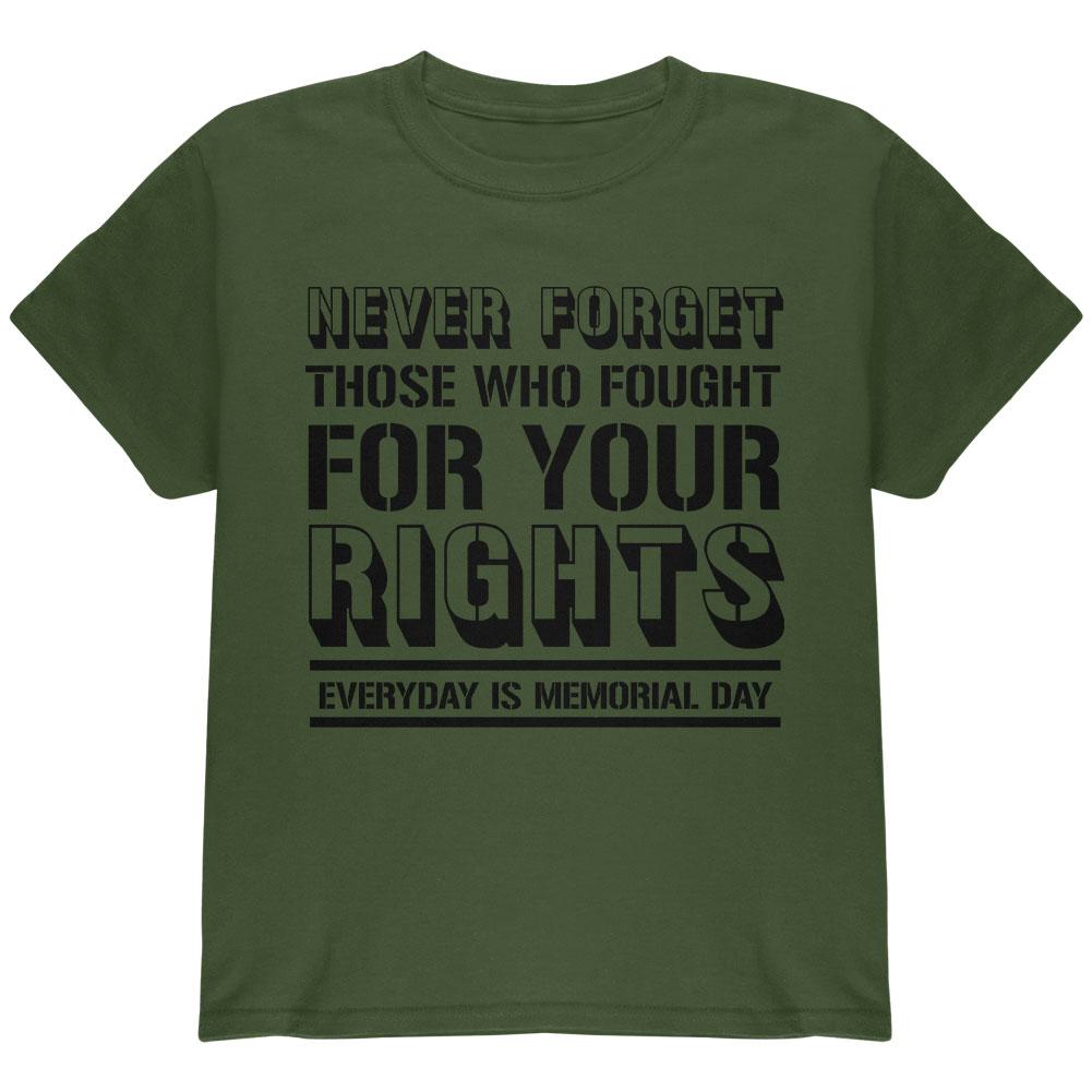 Never Forget Those Who Fought For Your Rights Military Youth T Shirt Youth T-Shirts Old Glory LG Green