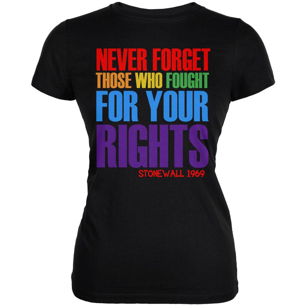 Never Forget Those Who Fought For Your Rights LGBTQ Juniors Soft T Shirt Juniors T-Shirts Old Glory 2XL Black