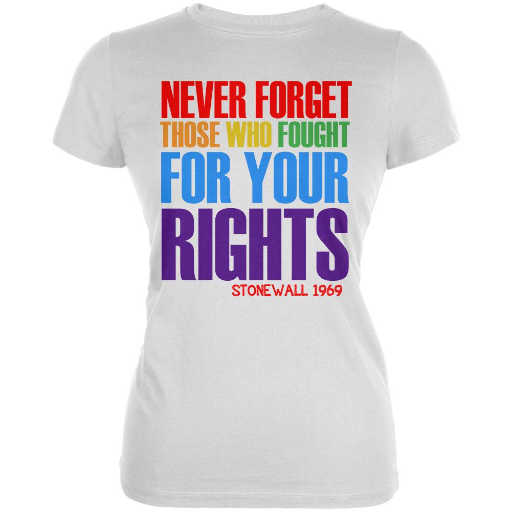 Never Forget Those Who Fought For Your Rights LGBTQ Juniors Soft T Shirt Juniors T-Shirts Old Glory 2XL White