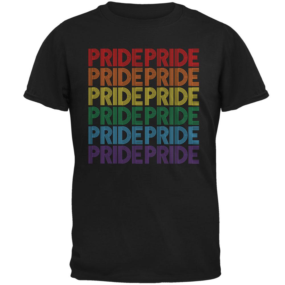 LGBTQ Pride Rainbow 70's Repeat Mens T Shirt Men's T-Shirts Old Glory 2XL Black