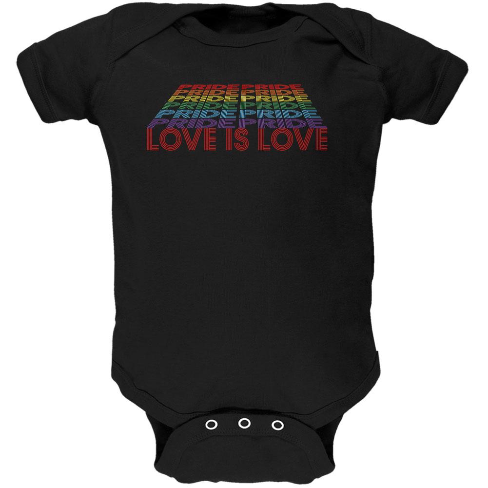 LGBTQ Pride Rainbow Love is Love Soft Baby One Piece Baby One Piece Old Glory 0-3M Black