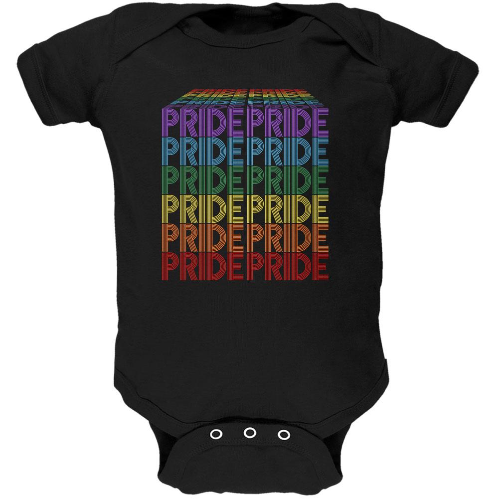LGBTQ Pride Rainbow Waterfall Block Soft Baby One Piece Baby One Piece Old Glory 0-3M Black