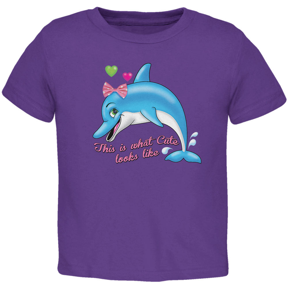 Dolphin This is What Cute Looks Like Toddler T Shirt Toddler T-Shirts Old Glory 2T Purple