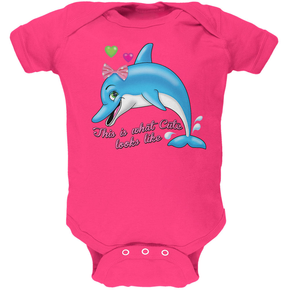 Dolphin This is What Cute Looks Like Soft Baby One Piece Baby One Piece Old Glory 12M Hot Pink