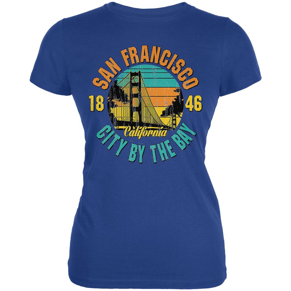 Bridge San Francisco California Juniors Soft T Shirt Juniors T-Shirts Old Glory 2XL Blue