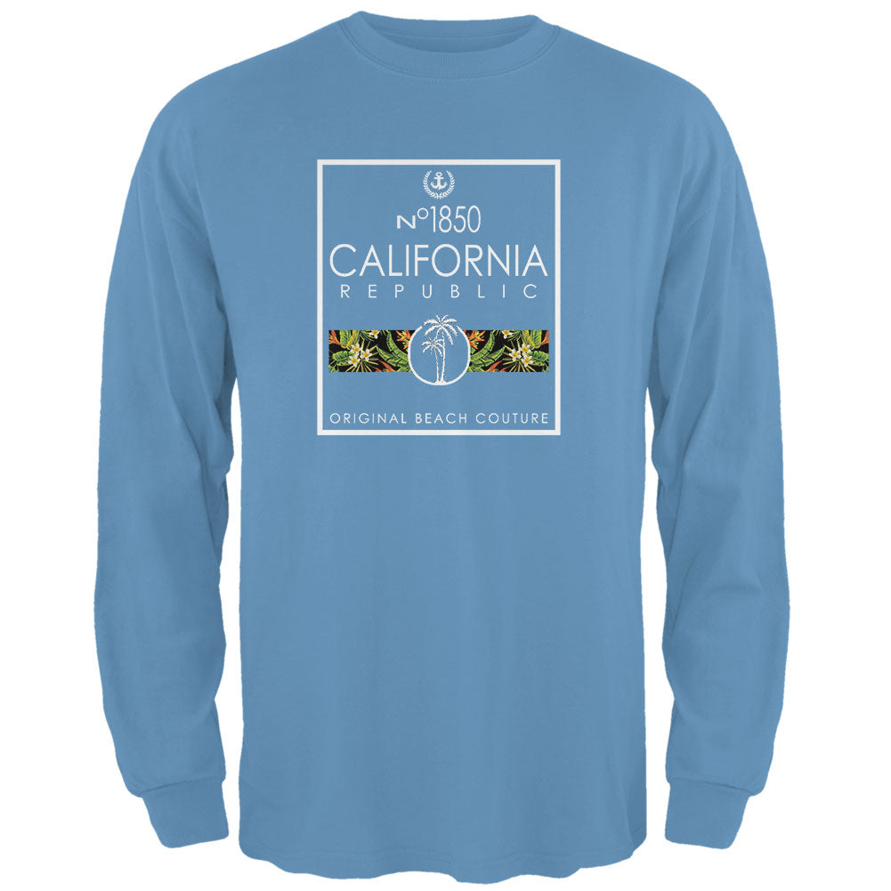 Floral Palm Tree Beach Couture California Republic Mens Long Sleeve T Shirt Men's Long Sleeves Old Glory 2XL Blue