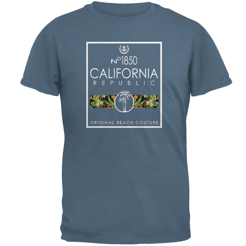 Floral Palm Tree Beach Couture California Republic Mens T Shirt Men's T-Shirts Old Glory 2XL Blue