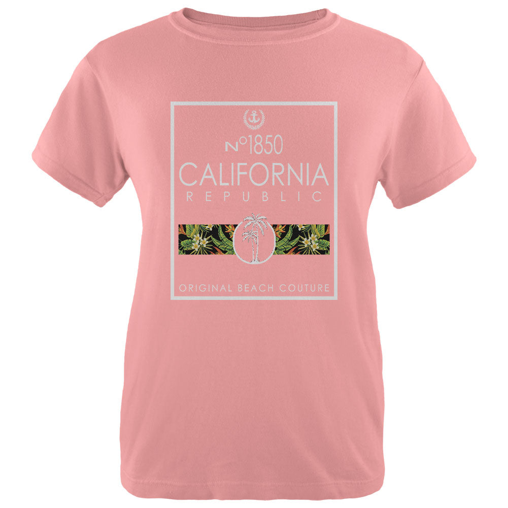 Floral Palm Tree Beach Couture California Republic Womens T Shirt Women's T-Shirts Old Glory LG Pink