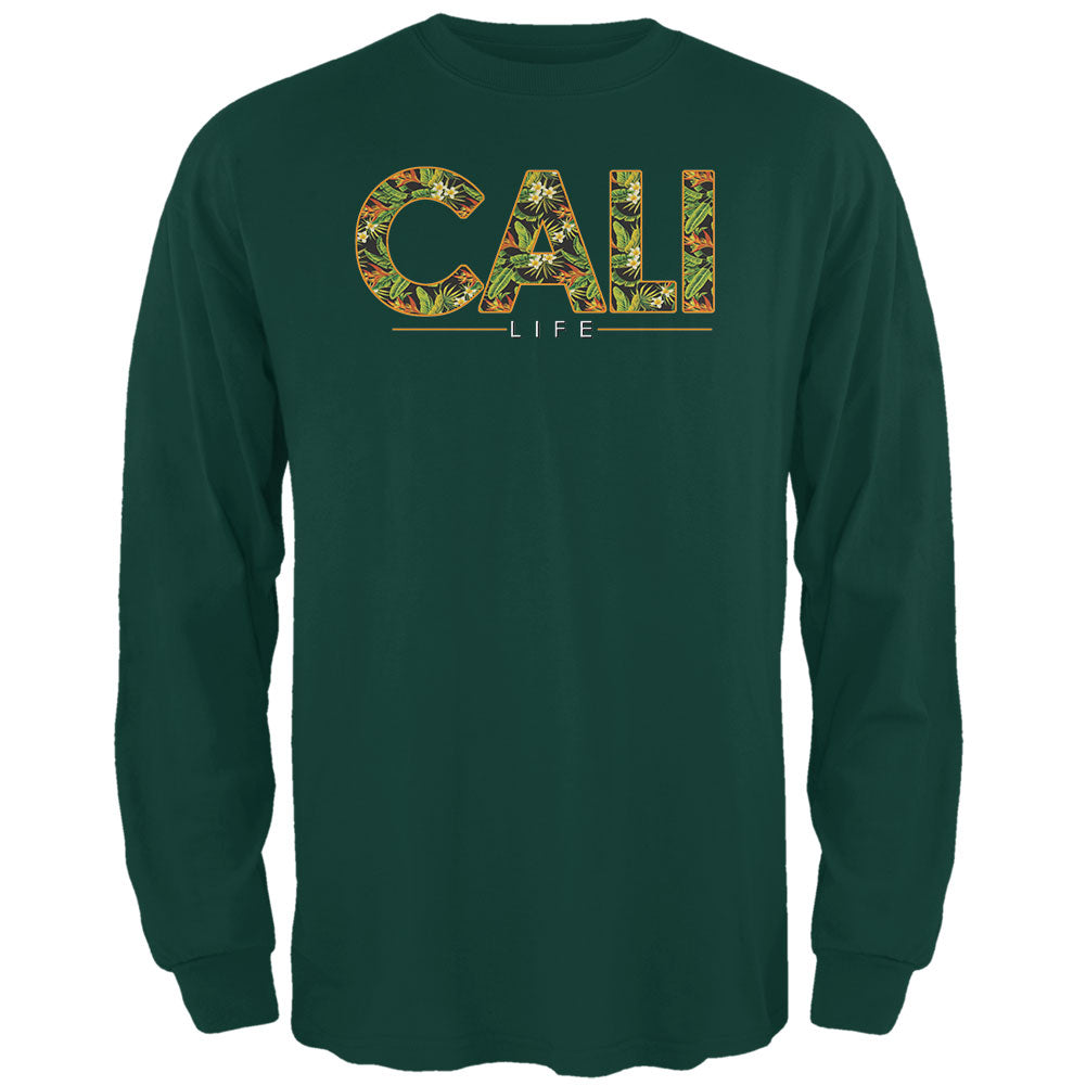Floral Cali Life Mens Long Sleeve T Shirt Men's Long Sleeves Old Glory 2XL Green