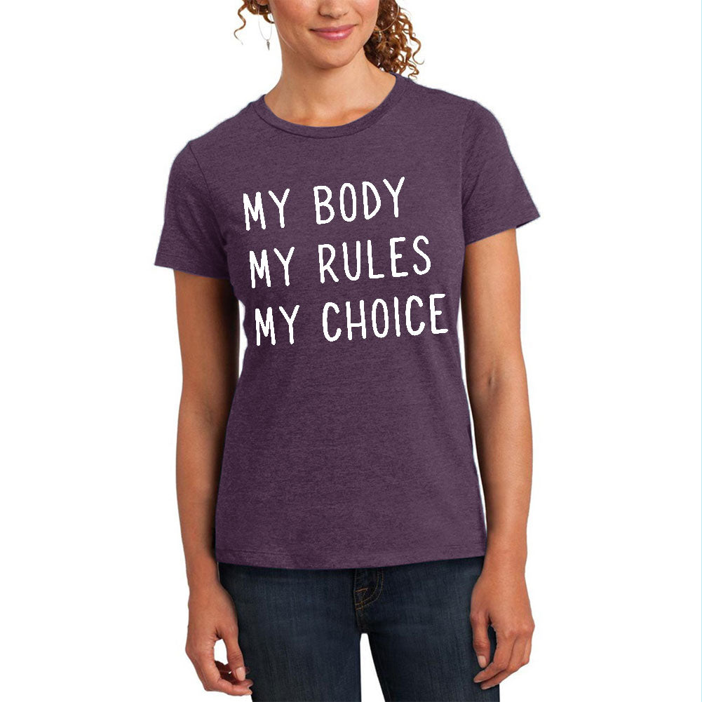 Feminism My Body My Rules My Choice Womens Soft T Shirt Women's T-Shirts Old Glory 2XL Heathered Eggplant