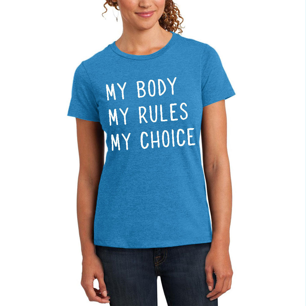Feminism My Body My Rules My Choice Womens Soft T Shirt Women's T-Shirts Old Glory 2XL Heathered Teal