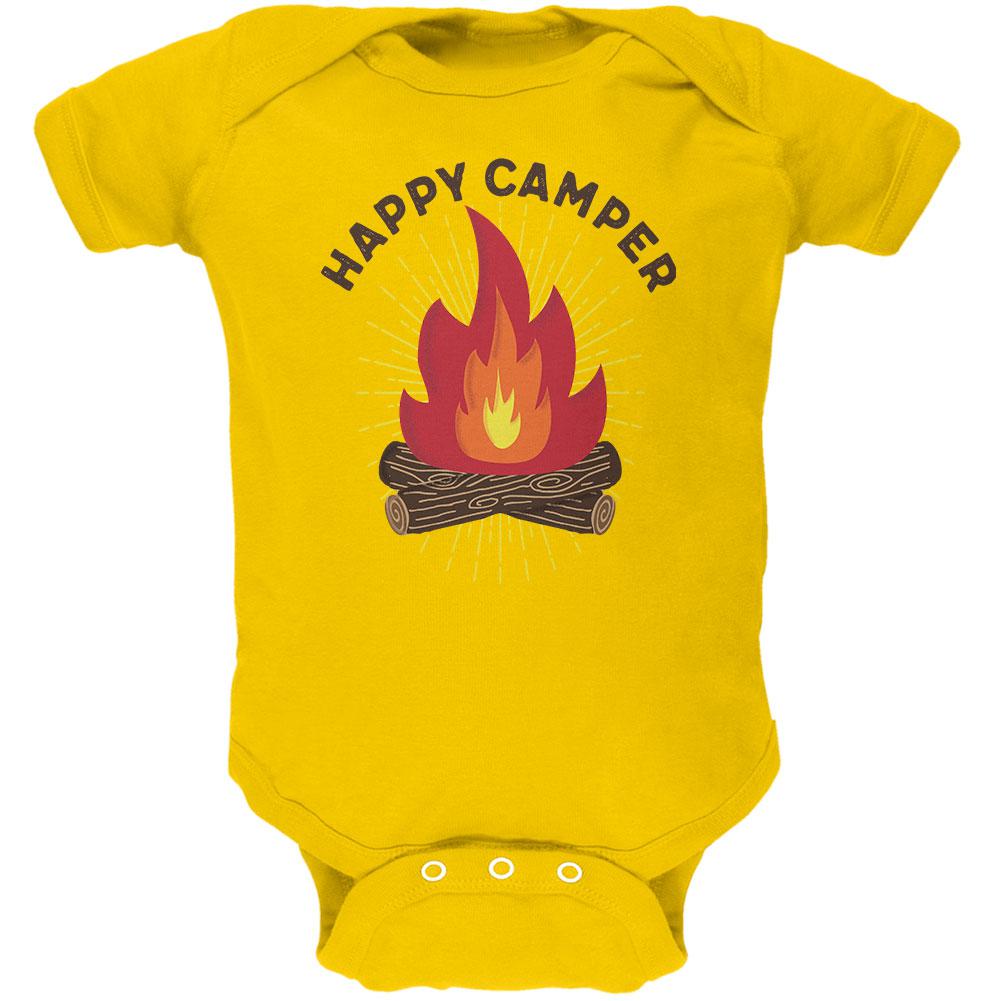 Hiking Happy Camper Campfire Soft Baby One Piece Baby One Piece Old Glory 0-3M Yellow