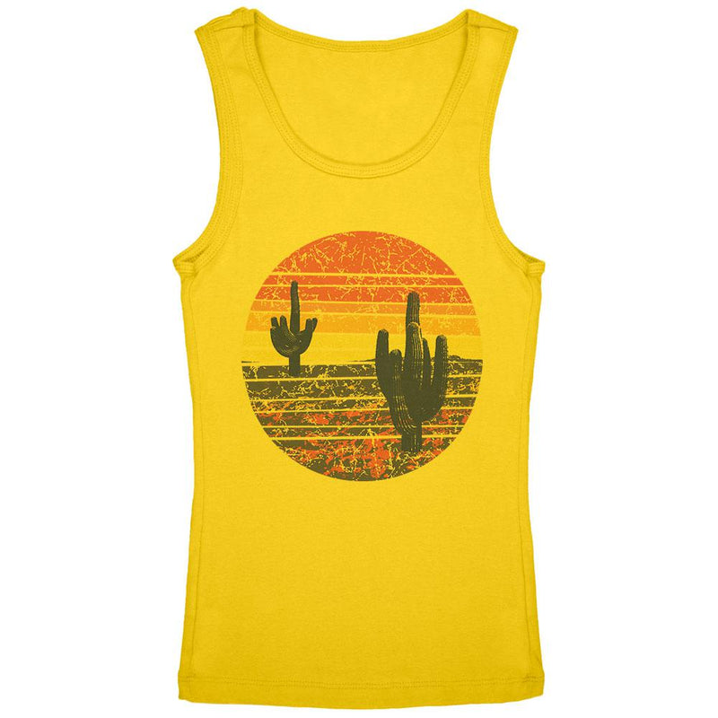 Vintage Cactus Sunset Youth Girls Tank Top Youth Tank Tops Old Glory LG Yellow