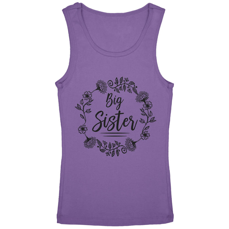 Big Sister Flower Wreaths Youth Girls Tank Top Youth Tank Tops Old Glory YLG Lavender