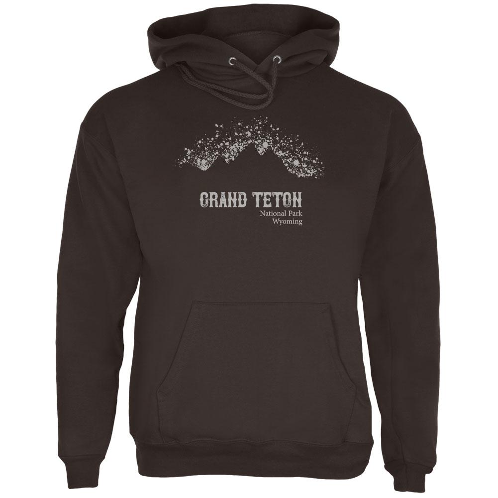 National Parks Grand Teton Mountain Splatter Mens Hoodie Men's Hoodies Old Glory 2XL Brown