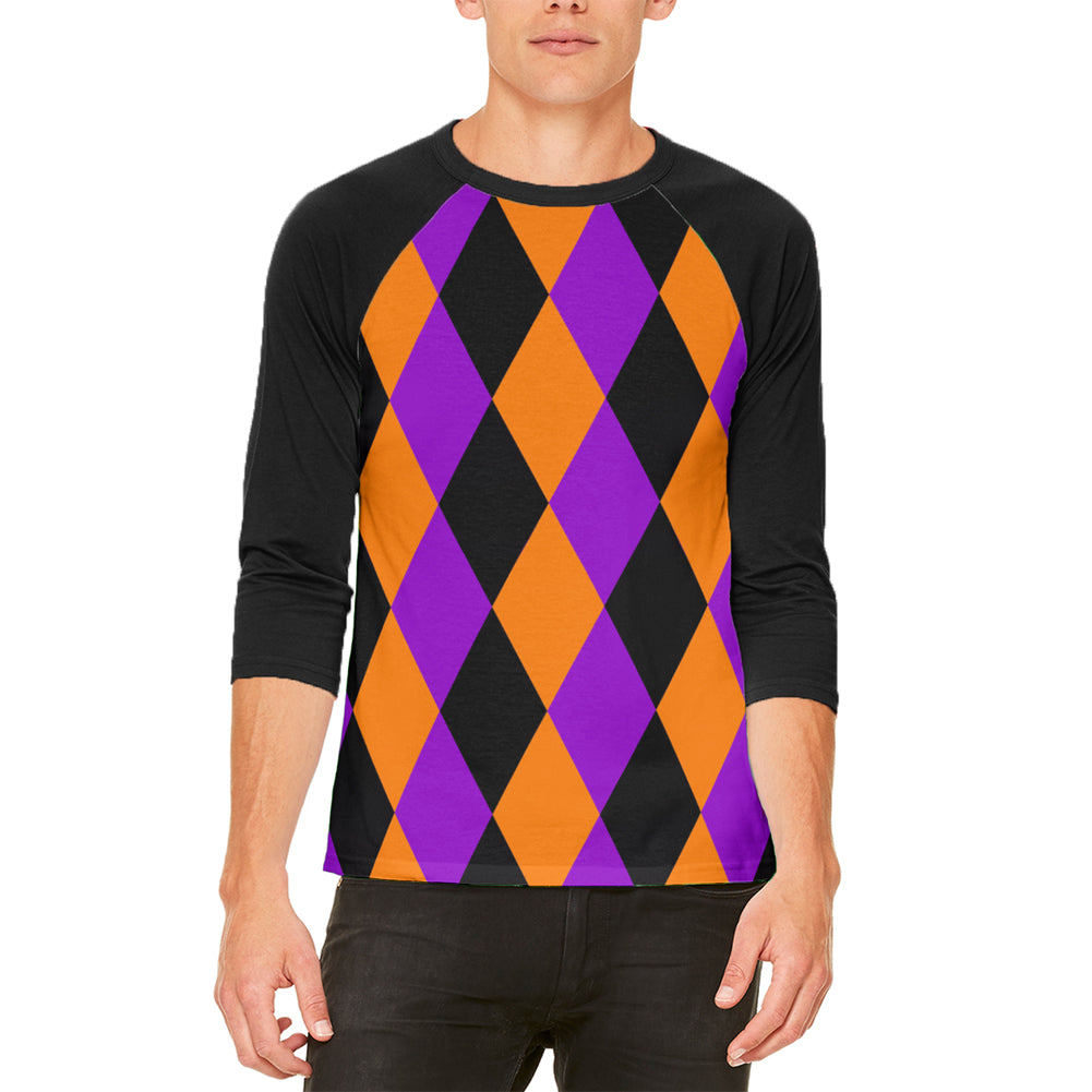Halloween Court Jester Costume Mens Raglan T Shirt Men's T-Shirts Old Glory LG White-Black