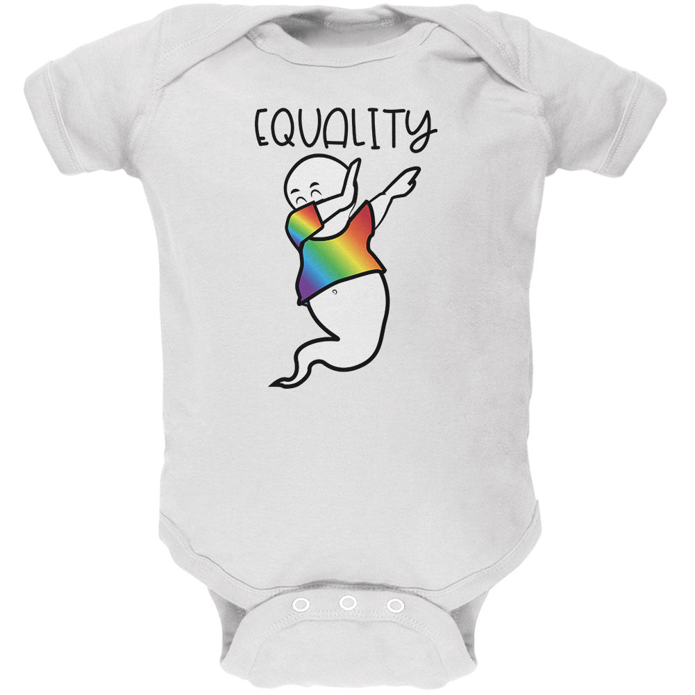LGBTQ Dabbing Gay Ghost Pride Equality Soft Baby One Piece Baby One Piece LGBT 0-3M White