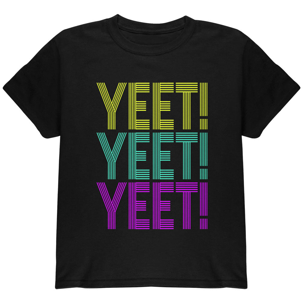 Retro Repeat Yeet 70s 90s Youth T Shirt Youth T-Shirts Old Glory YLG Black