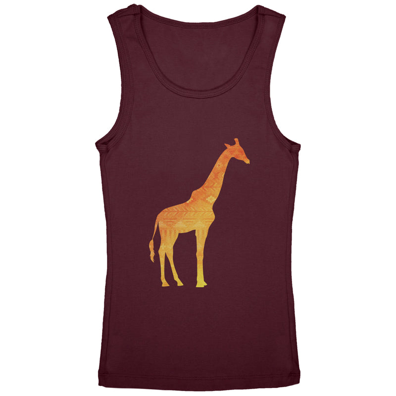 African Spirit Animal Giraffe Youth Girls Tank Top Youth Tank Tops Old Glory YLG Burgundy