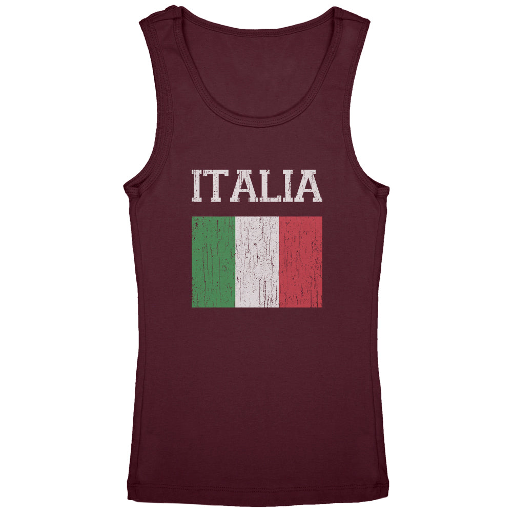 World Cup Distressed Flag Italia Youth Girls Tank Top Youth Tank Tops Old Glory YLG Burgundy