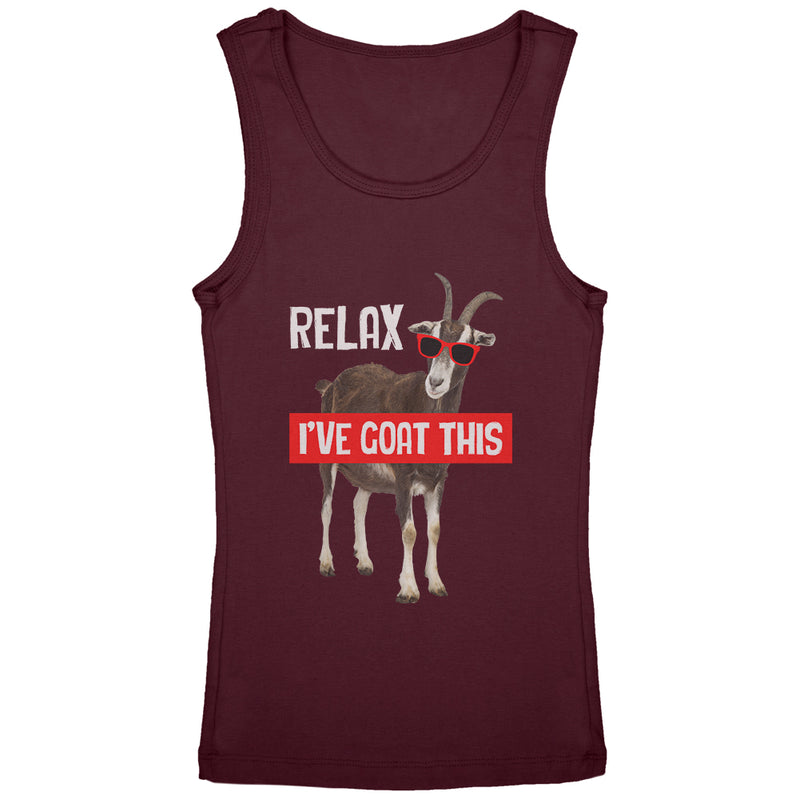 Relax I've Goat Got This Youth Girls Tank Top Youth Tank Tops Old Glory YLG Burgundy
