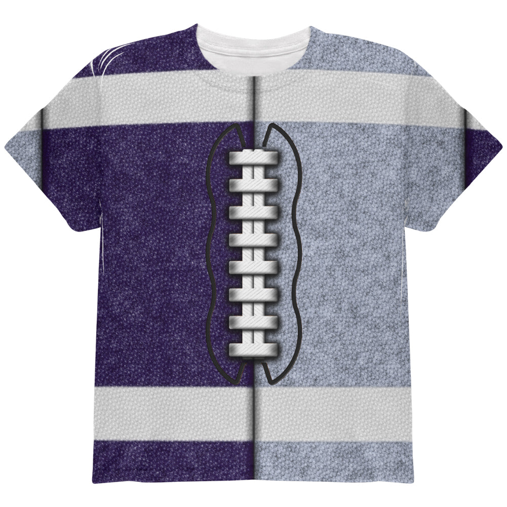 Fantasy Football Team Navy and Light Blue All Over Youth T Shirt Youth T-Shirts Old Glory YLG Multi