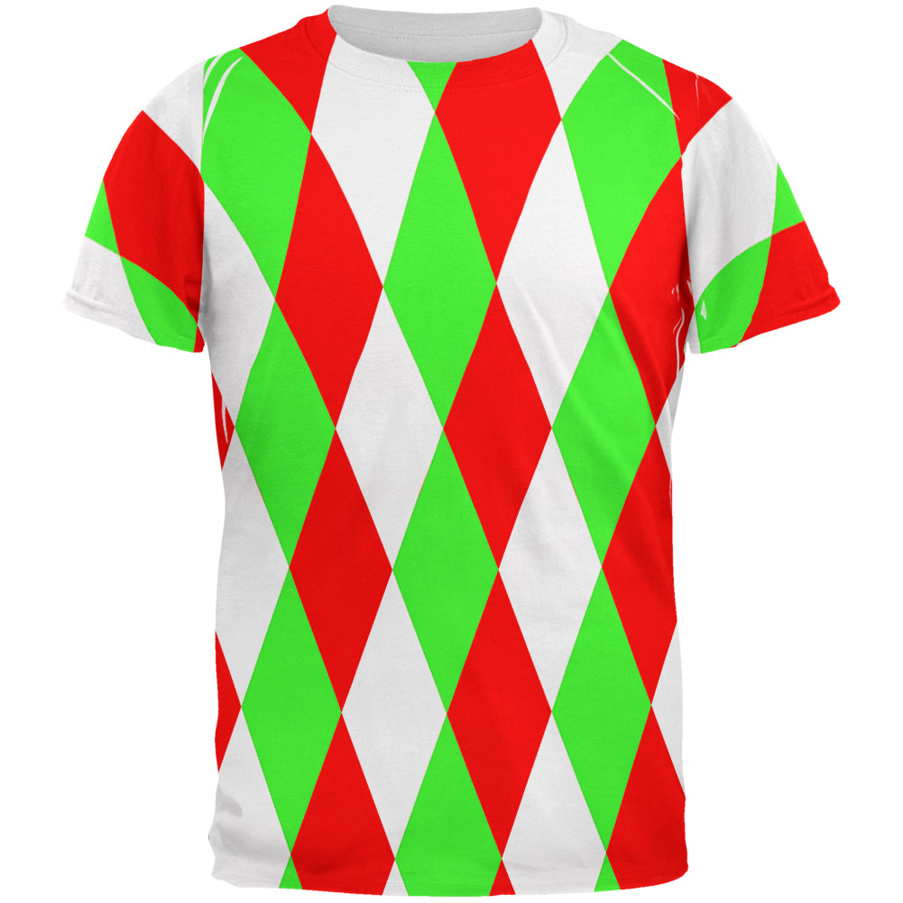 Christmas Jester Harlequin Costume All Over Mens T Shirt Men's T-Shirts Old Glory 2XL Multicolored