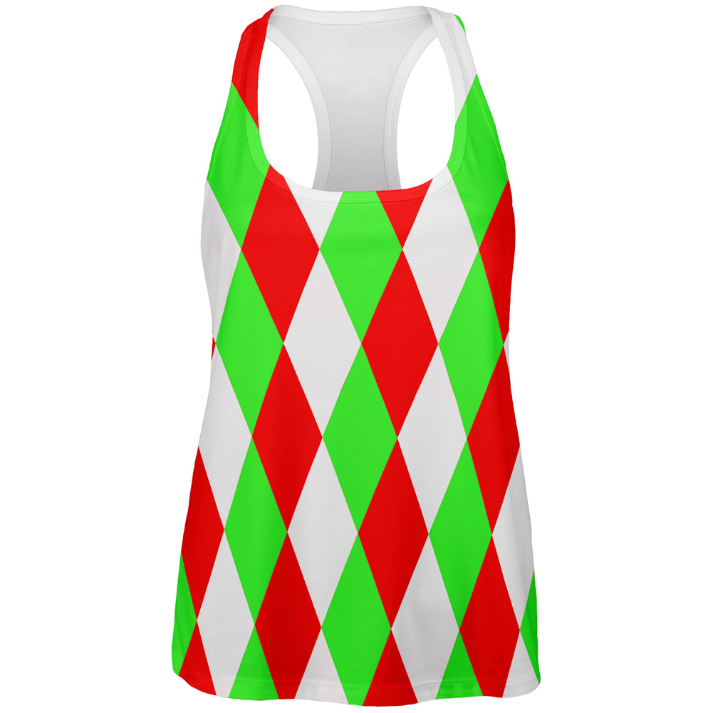 Christmas Jester Harlequin Costume All Over Womens Work Out Tank Top Women's Tank Tops Old Glory 2XL Multicolored