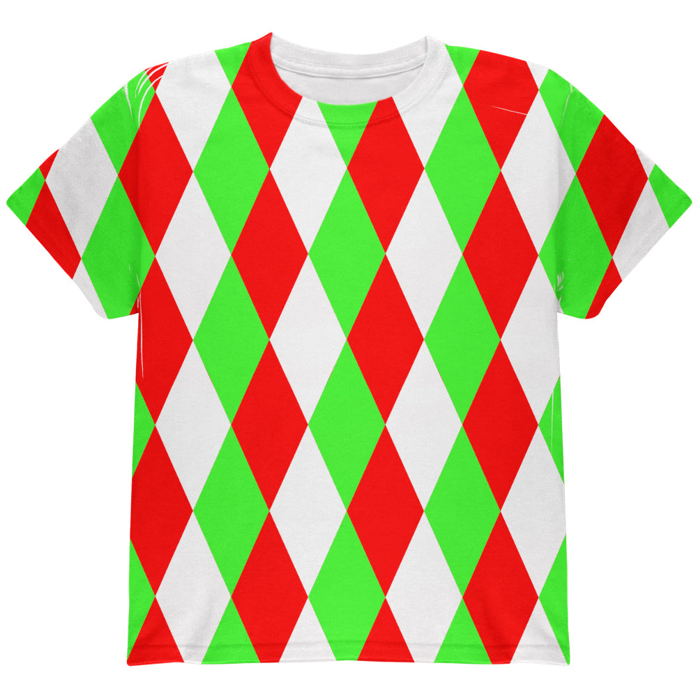 Christmas Jester Harlequin Costume All Over Youth T Shirt Youth T-Shirts Old Glory YLG Multicolored